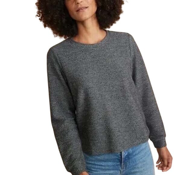MARINE LAYER Chill Textured Sweatshirt in Anthracite Knit Crew Neck Pullover M