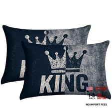 Queen and King Crown Pattern 2 Pack Pillowcases, Fashionable Trendy Pillow