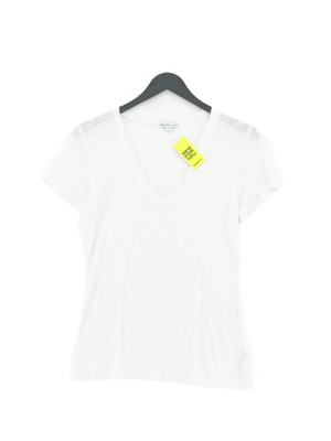 James Perse Damen T-Shirt UK 6 Weiß 100% Baumwolle Kurzarm V-Ausschnitt Basic