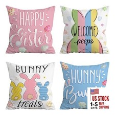 Easter Pillow Covers 18x18 Set of 4, Easter 18" x 18" Pack of 4 3bunnys