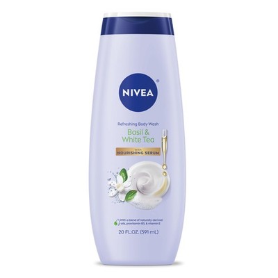 NIVEA Refreshing Basil and White Tea Body Wash 20 Fl Oz (Pack of 1), WHITE 