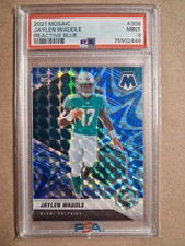 2021 Panini Mosaic - Jaylen Waddle #308 Reactive Blue Prizm (RC) PSA 9