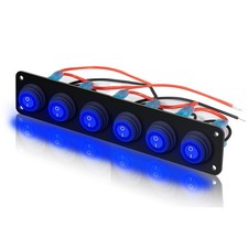 6 Gang Rocker Switch Panel Blue Led Waterproof Breakers Car Marine Boat Rv 12v