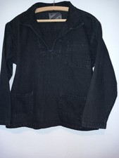 Fishermans Breton Smock Artists smock BLACK DENIM SECONDS