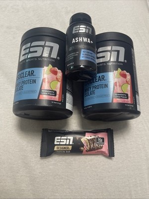 2x300gr  ESN Whey Isolate , Ashwa+ Protein Riegel