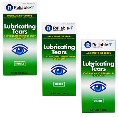 Reliable 1 Lubricating Tears Drops - 0.5 fl oz | Refresh Tears - 3 PK (11-2027)