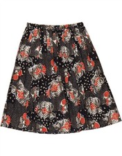 TREVIRA Womens Pleated Skirt W32 Large Black Floral CA03