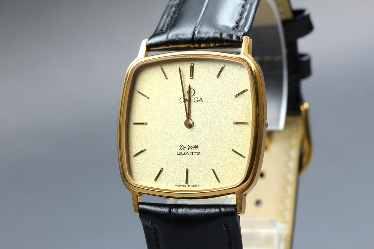 Near MINT] Vintage 1982 OMEGA De Ville Cal.1365 Quartz Gold 31mm 