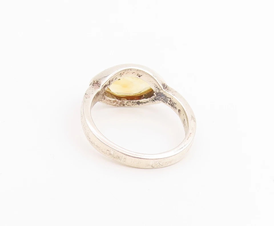 Anillo solitario citrino corte marquesa vintage plata de ley 925 talla 7,5 RG33804 Foto 4 de 4