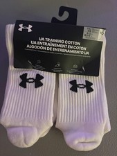 MENS UNDER ARMOUR 6-PAIRS TRAINING COTTON CREW SOCKS SIZE MEDIUM WHITE