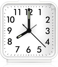 Analog Silent Non Ticking Small Clock, Travel with Snooze & Light, Ascending Bee