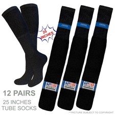 4-8-12 Tube Socks 25 Inches Long Socks Old School Cotton Socks BLACK