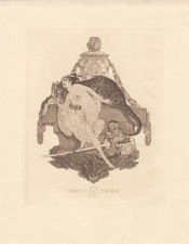 Exlibris Livre Heliogravure Franz Von Bayros 1866-1924 Phallus Acte Érotique