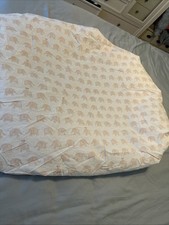 Pottery Barn Kids Taylor Elephant White Blush Pink Fitted Crib Sheet