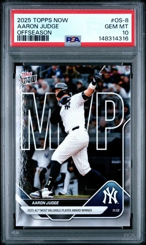 2025 Topps Now Offseason #OS-8 Aaron Judge PSA 10 AL MVP Winner