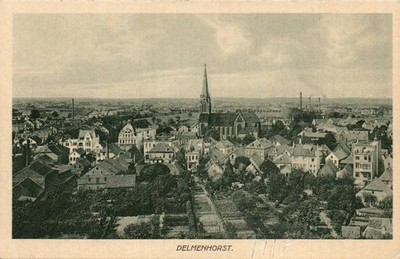 AK Delmenhorst, Panorama mit Kirche, CKD Cramers Kunstanstalt (3059A35)