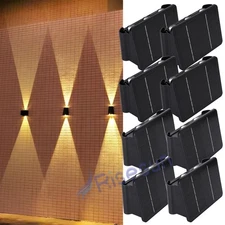 LED Solar Fence Lights Dusk to Dawn Wall Light Garden Pathway Deck Lamp Outdoor~