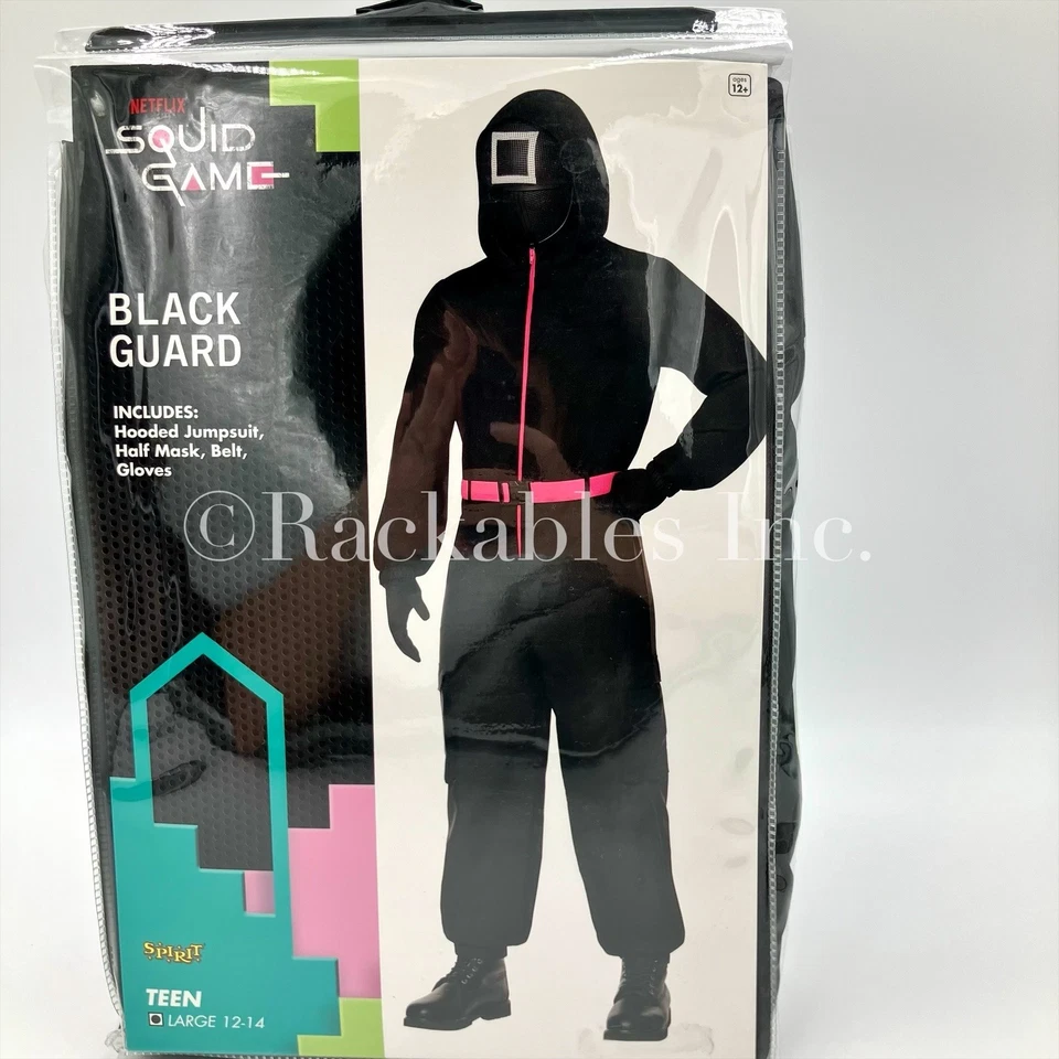 [01864396] Spirit Halloween Kids Black Guard 服装-鱿鱼游戏尺寸各不相同 — 第 3/4 张图片