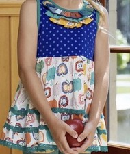 EUC Matilda Jane Girl’s Apple Of My Eye Print  Tiered Ruffle Swing Tunic Top 12