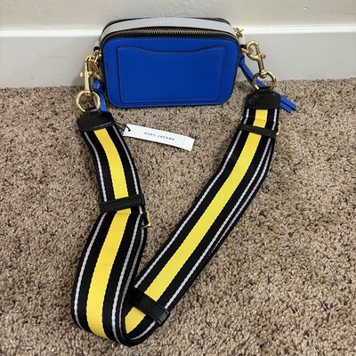 Marc Jacobs NWT The Snapshot Bag Dazzling Blue Multi Yellow Strap 