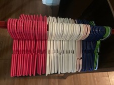 Lot of 60 children's hangers in assorted Colors, Blue, White, Pink, Etc.