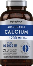 Calcium 1200mg with Vitamin D3  240 Softgels  Absorbable  by Piping Rock