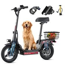 Adult Electric Scooter W/ Seat Commuter Foldable 500W 48V 15AH Battery 20MPH New