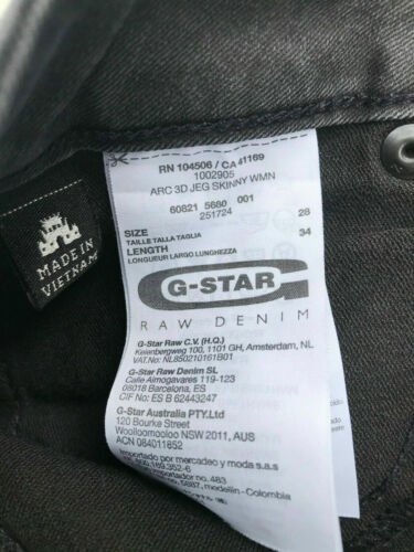 .G-Star 'ARC 3D JEG SKINNY WMN' Black Coated Superskinny Jeans W28 L34 AU10 - Picture 4 of 10