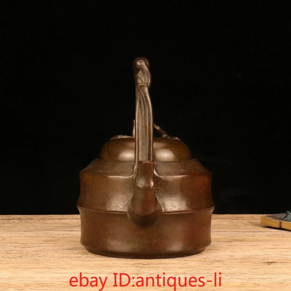 Изысканный китайский фиолетовый медный большой бамбуковый чайник - Изображение 3 из 4