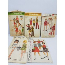 Sewing Patterns lot of 5 Girls pants shorts dress shirt tops vintage size 6 1970