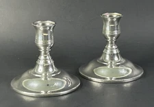 Kirk Stieff Pewter Candlestick Pair Commemorative Westinghouse Logo Vintage