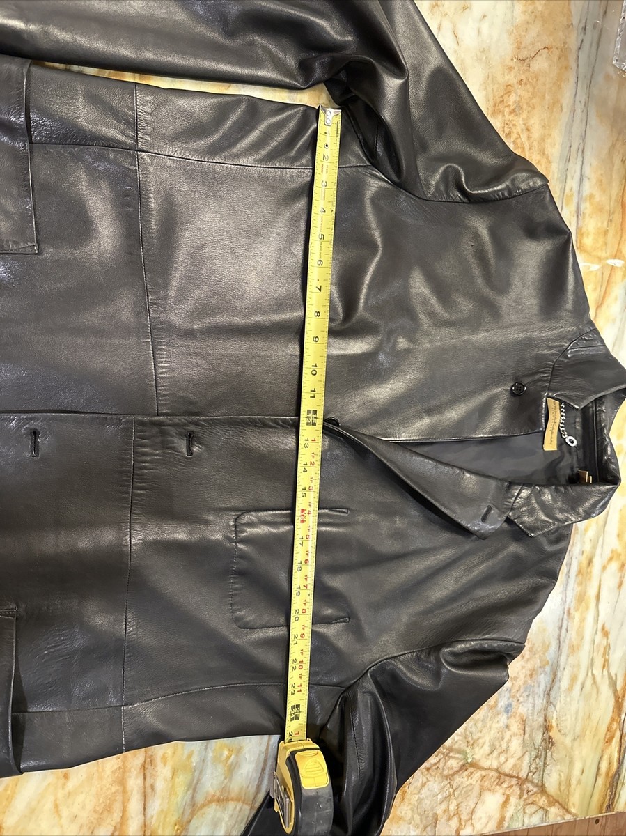 DONNA KARAN SIGNATURE MEN LEATHER JACKET BLACK XXL VINTAGE PERFECT