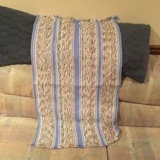 Woven Rag, Throw, Scatter Rug Blue with Multi Colors Retro Farmhouse 24 X 42