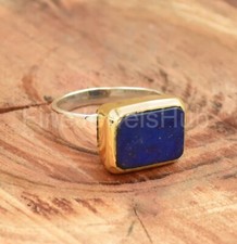 Lapis Lazuli Ring 925 Sterling Silver Statement Ring Two Tone Handmade Ring