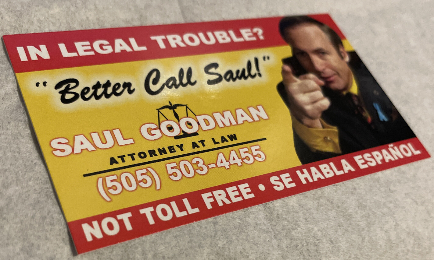 Breaking Bad Saul Goodman "Better Call Saul" Business Card Prop Bob  Odenkirk | eBay