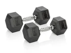 2 x HEXHEAD DUMBBELL HEX 7.5KG BLACK HEXAGONAL DUMBBELL