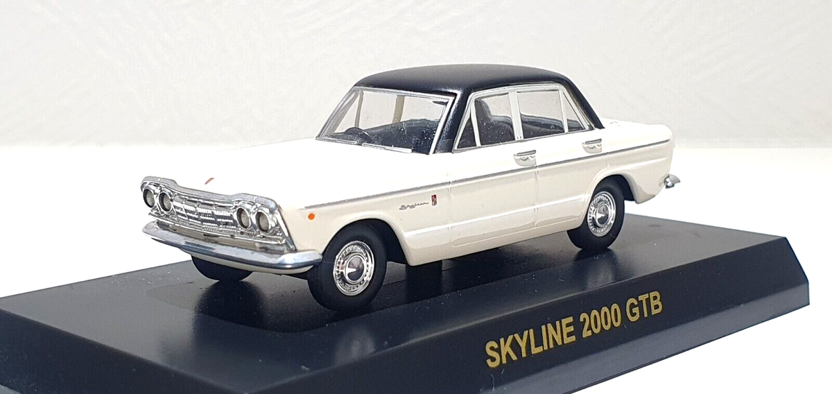 1/64 Kyosho NISSAN PRINCE SKYLINE 2000 GTB WHITE/BLACK diecast car