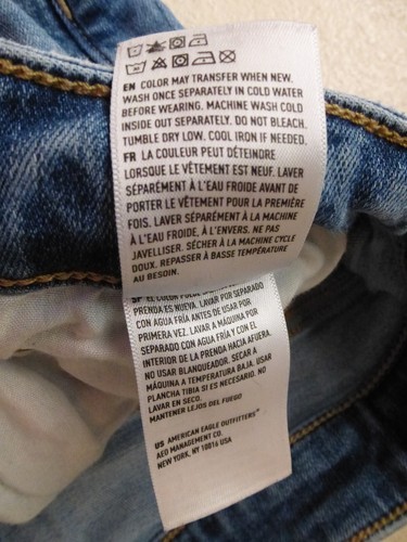 American Eagle Jeans Super Hi Rise Flare 10 Long Distress Bootcut Denim Fray Hem - Picture 18 of 24