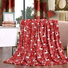 	Elegant Comfort Velvet Touch Ultra Plush Christmas Holiday Printed Fleece Throw