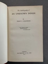 The Autobiography of An Unknown Indian (Nirad C. Chaudhuri - 1951) HC