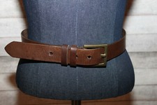 Amanda Smith Brown Leather Belt Womens Small Square Brass Buckle