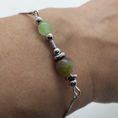 Armband Wassermelone Turmalin versilbert verstellbar