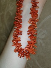 Beads necklace natural coral twig .Stylish original women's jewelry . 43,2 grams