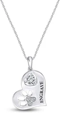 Personalized Paw Print Simulated Birthstone Pendant 14K White Gold Plated