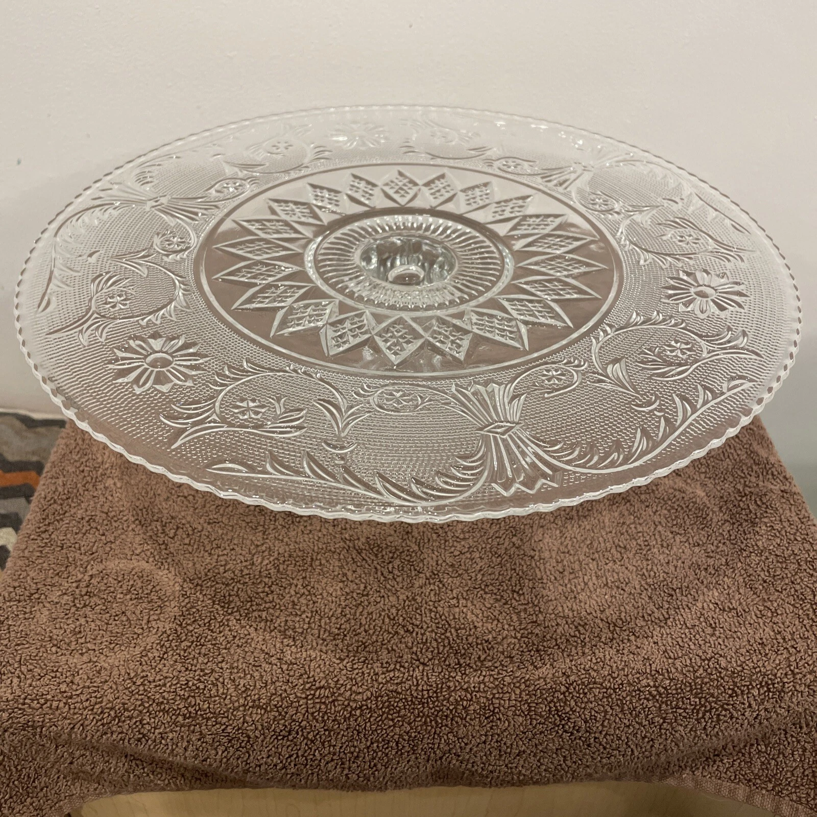Duncan Miller Sandwich Glass ~ Cake Stand ~ Wedding Plate ~ Pedestal 13,5