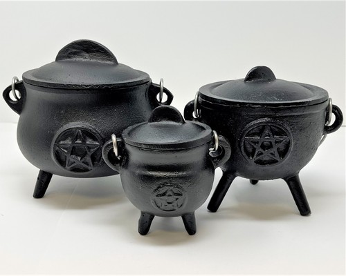 Pentagram Cast Iron Cauldron With Lid & Carry Handle (Pentacle Witch Cauldron) - 第 10/10 張圖片