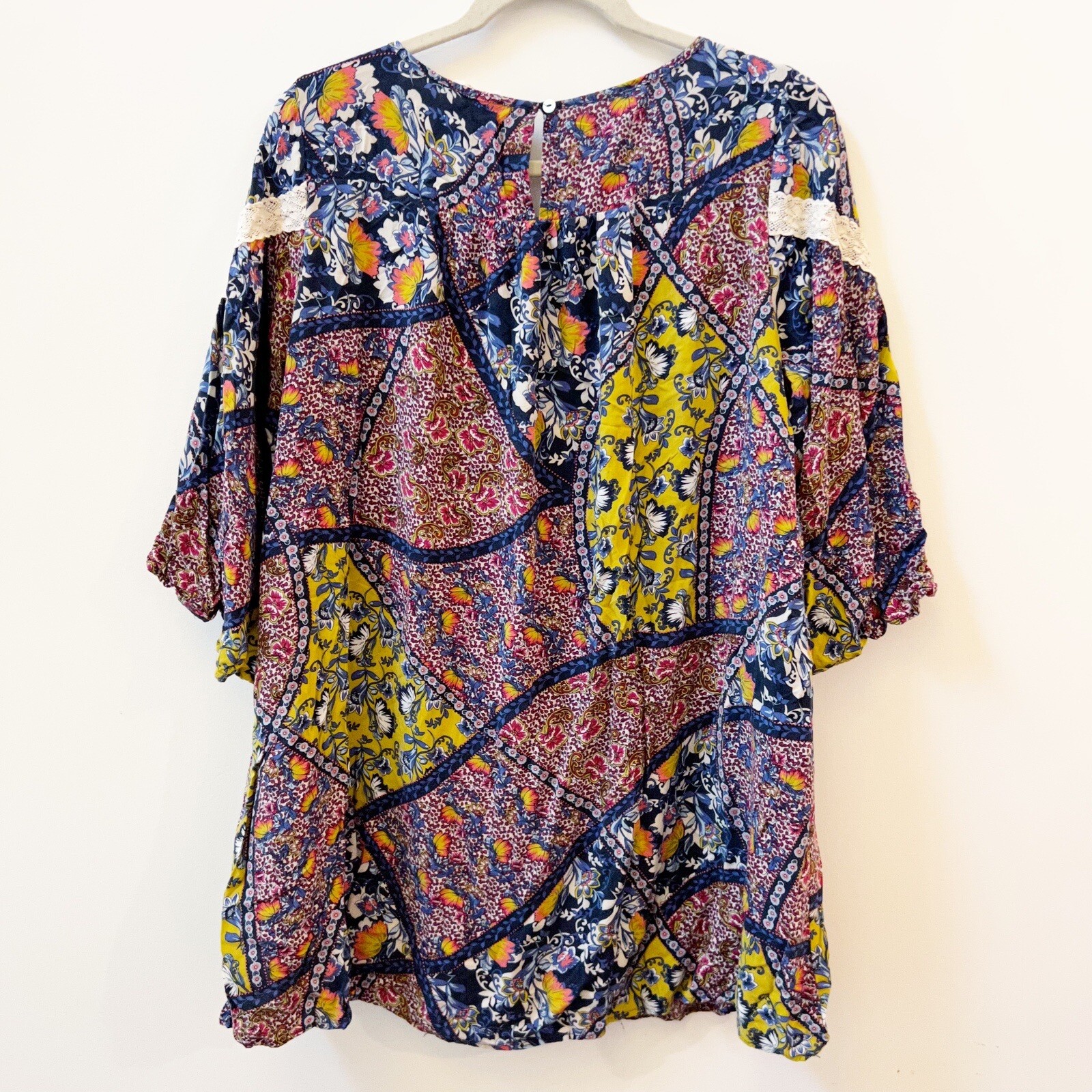 Entro Blouse Womens Patchwork Peasant Boho Top Tu… - image 8