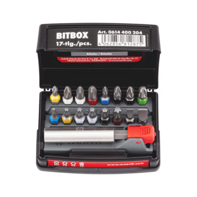 Würth Werkzeugsortiment Bit-Box 1/4'' 17-teilig mit Bithalter PH PZ TORX Schlitzbit