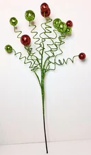 Curly Glittery Whimsical Floral Picks 24” Wired Christmas Decor Ornament