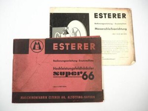 Esterer Super 66 Feldhäcksler Betriebsanleitung Ersatzteilliste 1967